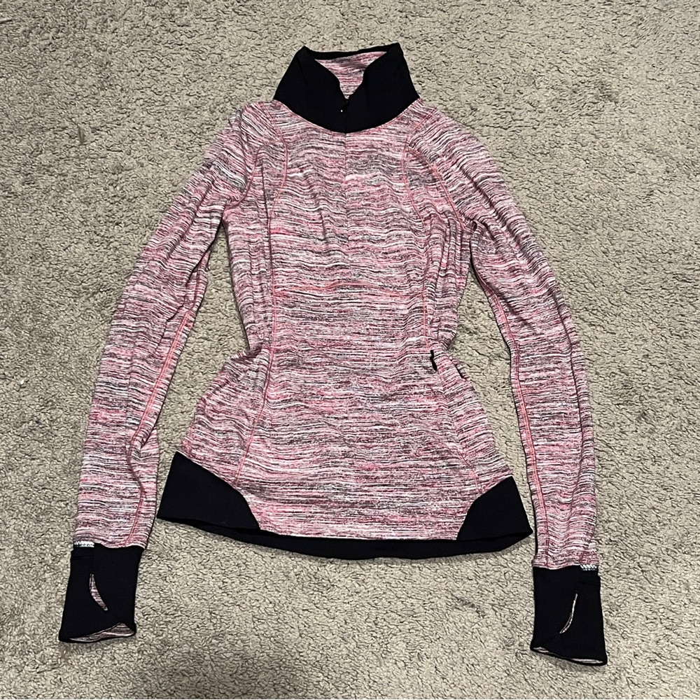 $98 Lululemon Multi/Black Runderful 1/2 Zip Space Dye Camo Berry Rumble sz 4